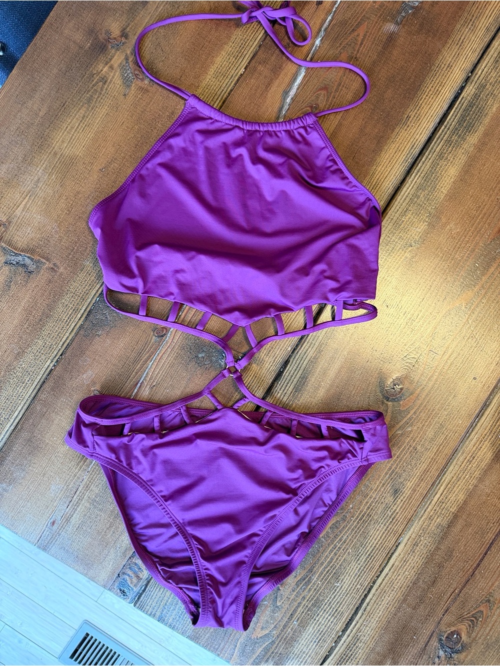 La Blanca Plum Purple Cage Cut Out Monokini Swimsuit